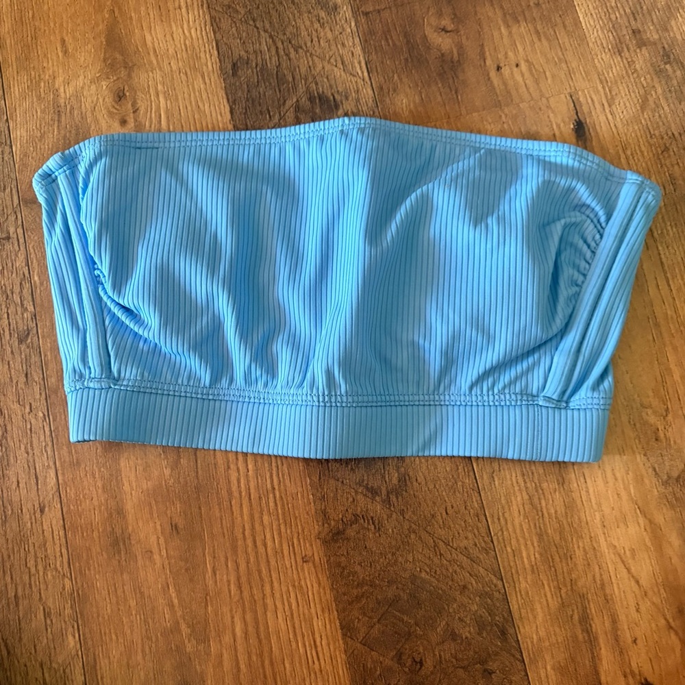 Xhilaration Light Blue Ribbed Strapless Bandeau Top